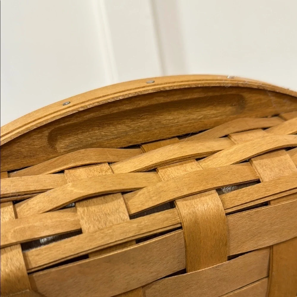 Vtg 2003 Longaberger Warm Brownie Basket & 2002 Handled Basket w/ Tan Liners